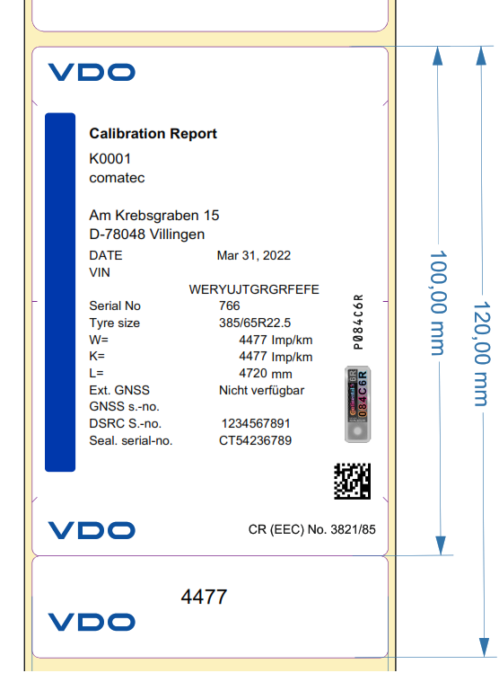 VDO Einbauschild für VDO Labeldrucker 25er kit